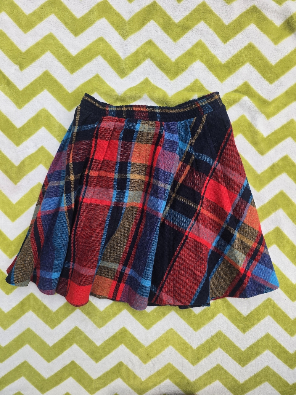 Vintage Red, Blue and Black Plaid Flared Skirt Size 6 Made In The USA